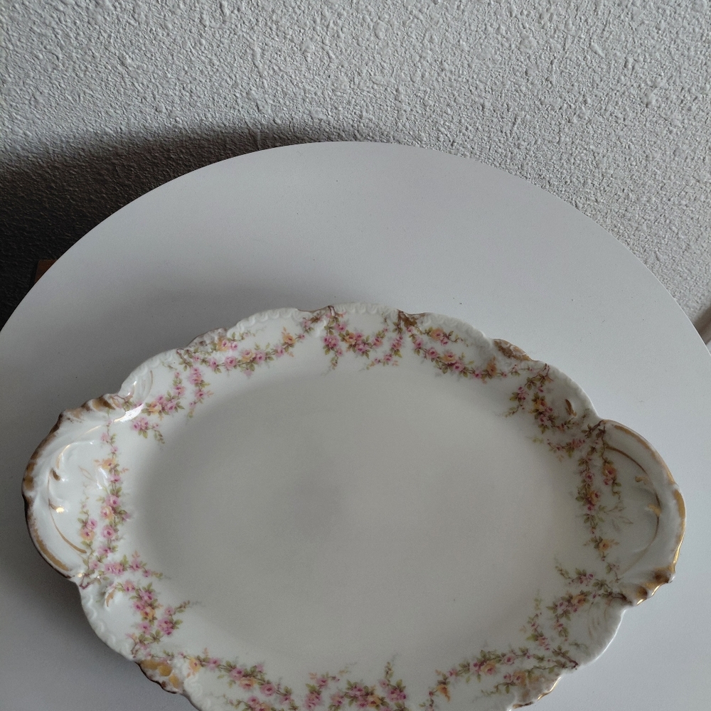 Limoge Teodor Haviland France Oval Serving  Porcelain  Floral Gold Trim Plate - Picture 10 of 16